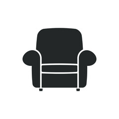 Armchair icon. Sofa symbol. Couch lounge sign. Living room interior furniture logo. Vector illustration image.