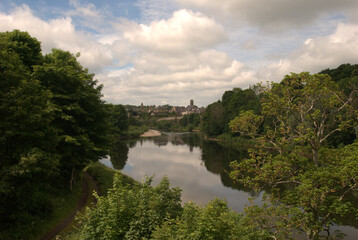 Fototapeta na wymiar view of river tweed at Coldstream in summer