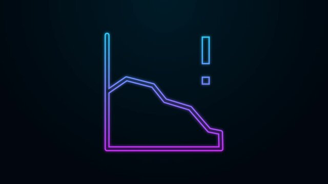 Glowing neon line Financial growth decrease icon isolated on black background. Increasing revenue. 4K Video motion graphic animation