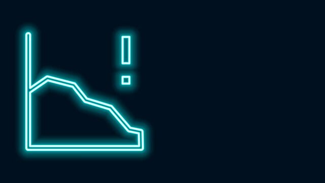 Glowing neon line Financial growth decrease icon isolated on black background. Increasing revenue. 4K Video motion graphic animation