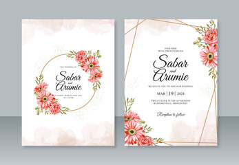 Wedding invitation template with watercolor painting