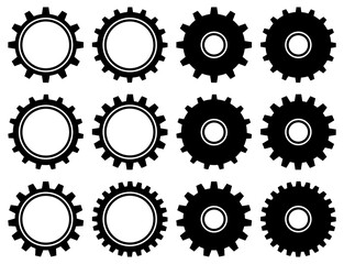 12 Schwarze Grafische Zahnräder