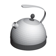 White teapot isolated on a white background. 3D. Vector illustration