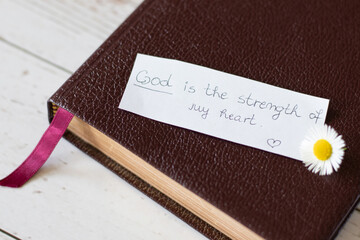 God is the strength of my heart. Trust, obey, hope, love, faith in Jesus Christ. Inspiring biblical...