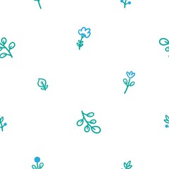 Seamless pattern with different plants and  flowers on  white background. Vector print with herbs. Botanical doodle wallpaper.