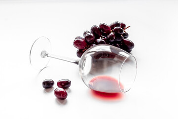 Wine glass with grape, close up