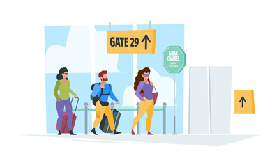 Travel background. Happy characters family couples on relax time on vacation outdoor persons garish vector flat illustration