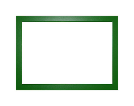Green Wooden photo frame with empty copy space isolated on white. Green wooden frame isolated on the white background. frame ideal for advertisement background and photography 