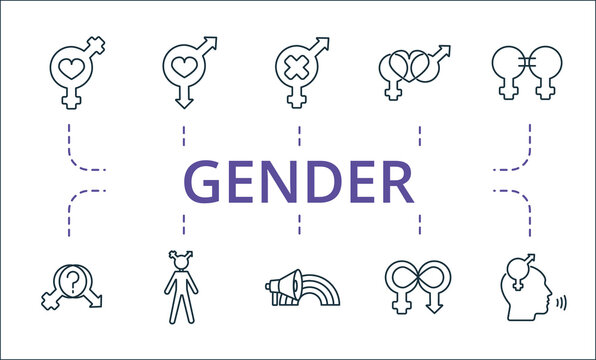 Gender icon set. Contains editable icons theme such as bisexual, coming out, gender-expansive and more