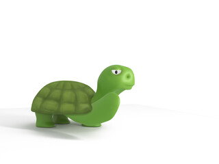 3D illustration of green turtle isolated on white background