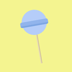 Candy cane lollipop blue on a green background. Vector minimalism illustration. 