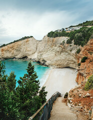 Scenic view of Porto Katsiki beach, the most beautiful beach at Lefkada island. Greece, Ionian Island