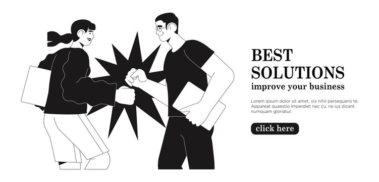 Male and female partners or managers celebrating successful deal, contract or project completion. Creative team cooperation or colleagues with laptops. Start up or work successs celebration.