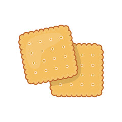 Two delicious biscuit. Yummy crackers, isolated on white background.