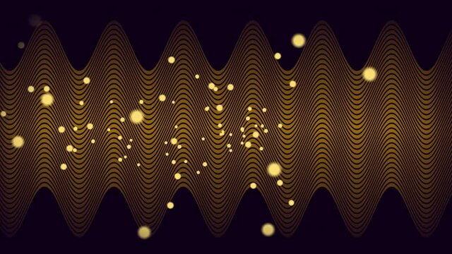 Animation of multiple glowing spots moving in hypnotic motion on brown lined background
