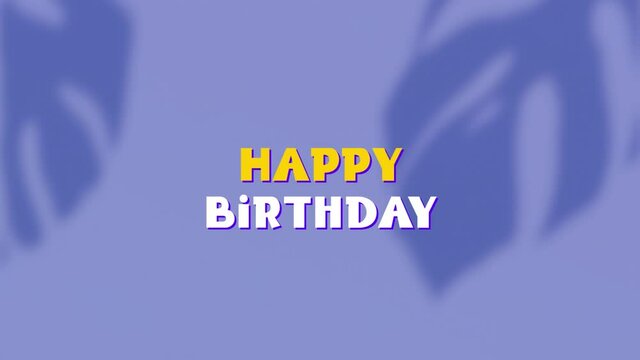 Animation of happy birthday text on purple background