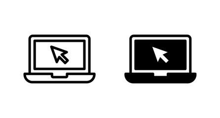 Laptop with cursor icon vector for web, computer and mobile app