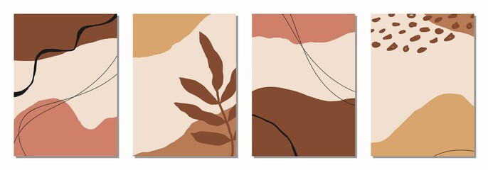 Set of vertical abstract backgrounds or card templates in modern colors, in popular art style