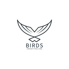Bird line logo design template, icon illustration