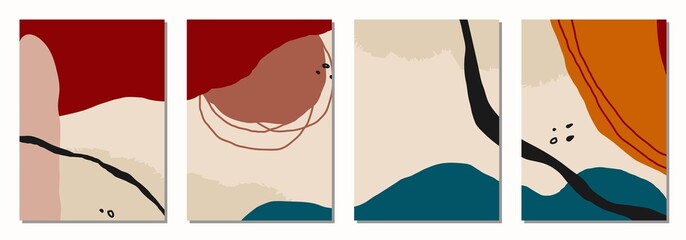 Set of vertical abstract backgrounds or card templates in modern colors, in popular art style