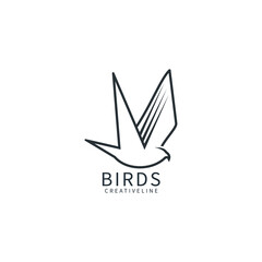 Bird line logo design template, icon illustration