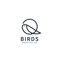Bird line logo design template, icon illustration