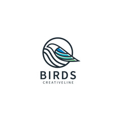 Bird line logo design template, icon illustration