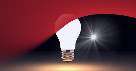 Animation of person holding light bulb with red overlay