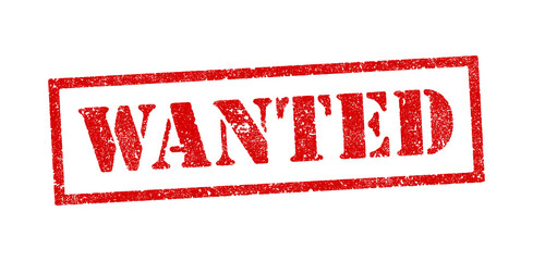 Vector illustration of the word Wanted in red ink stamps