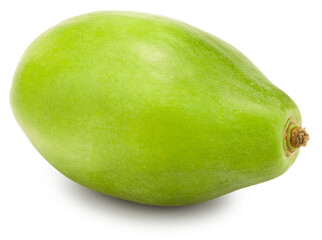 one ripe papaya fruit isolated on white background. exotic fruit. clipping path