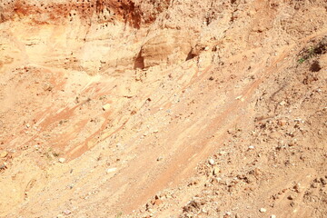 Close-up of a sand pit. Sand texture.