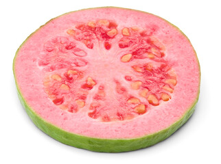 sliced guava isolated on white background. clipping path
