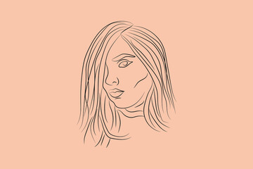 Abstract  hand drawn line drawing minimal woman portrait and body Vector illustration Contemporary portrait
