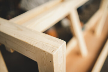 wood material industrial background, carpenter machine equipment for wooden construction factory, work about natural wood plank texture pattern in brown color