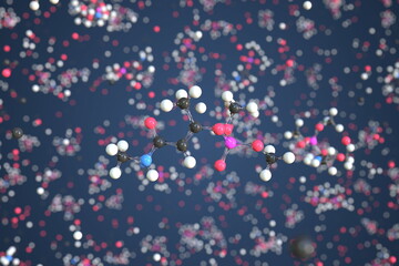 Fototapeta na wymiar Monocrotophos molecule made with balls, conceptual molecular model. Chemical 3d rendering