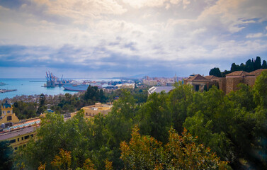 Fototapeta na wymiar Aerial and panoramic view in the city of Málaga in Spain.