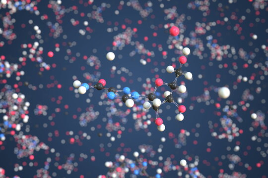 Ribavirin molecule. Conceptual molecular model. Chemical 3d rendering