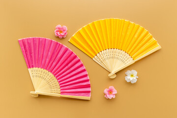 Chinese style hand fan made of bamboo and paper