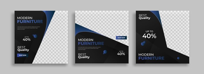 Furniture Editable minimal square banner template with geometric shapes for social media post, story and web internet ads. Vector illustration