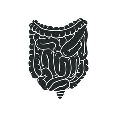 Bowels Icon Silhouette Illustration. Human Body Vector Graphic Pictogram Symbol Clip Art. Doodle Sketch Black Sign.