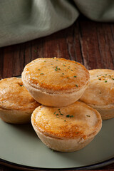 Typical Brazilian cuisine appetizer called Empada de Camarão. Copy space