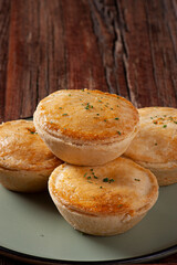 Typical Brazilian cuisine appetizer called Empada de Camarão. Copy space