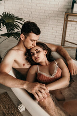 photo of young people in love taking a bath. mental rest. sexual instinct.carnal infatuation....