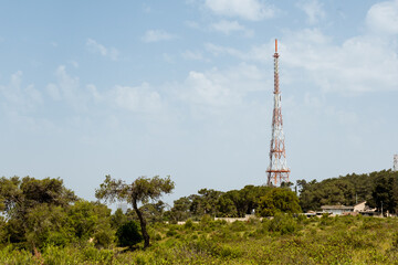 Fototapeta na wymiar Communication tower antenna on the Carmel Mountain, Israel