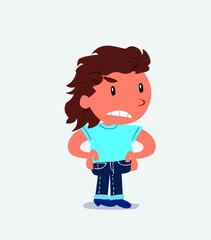  Angry cartoon character of little girl on jeans