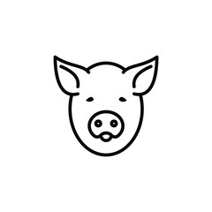 Pig Line Icon In A Simple Style. Vector sign in a simple style isolated on a white background. 64x64 pixel.