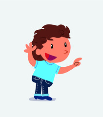 cartoon character of little girl on jeans pointing while arguing