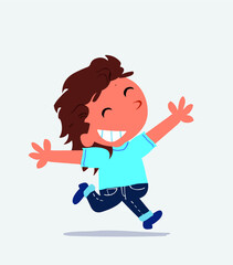  cartoon of littlecartoon of little girl on jeans running euphoric girl on jeans running euphoric