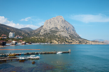 seascape, sea and rocks, summer vacation at the resort, bay and embankment