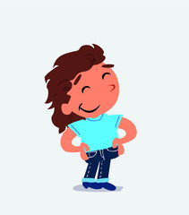  Satisfied cartoon character of little girl on jeans